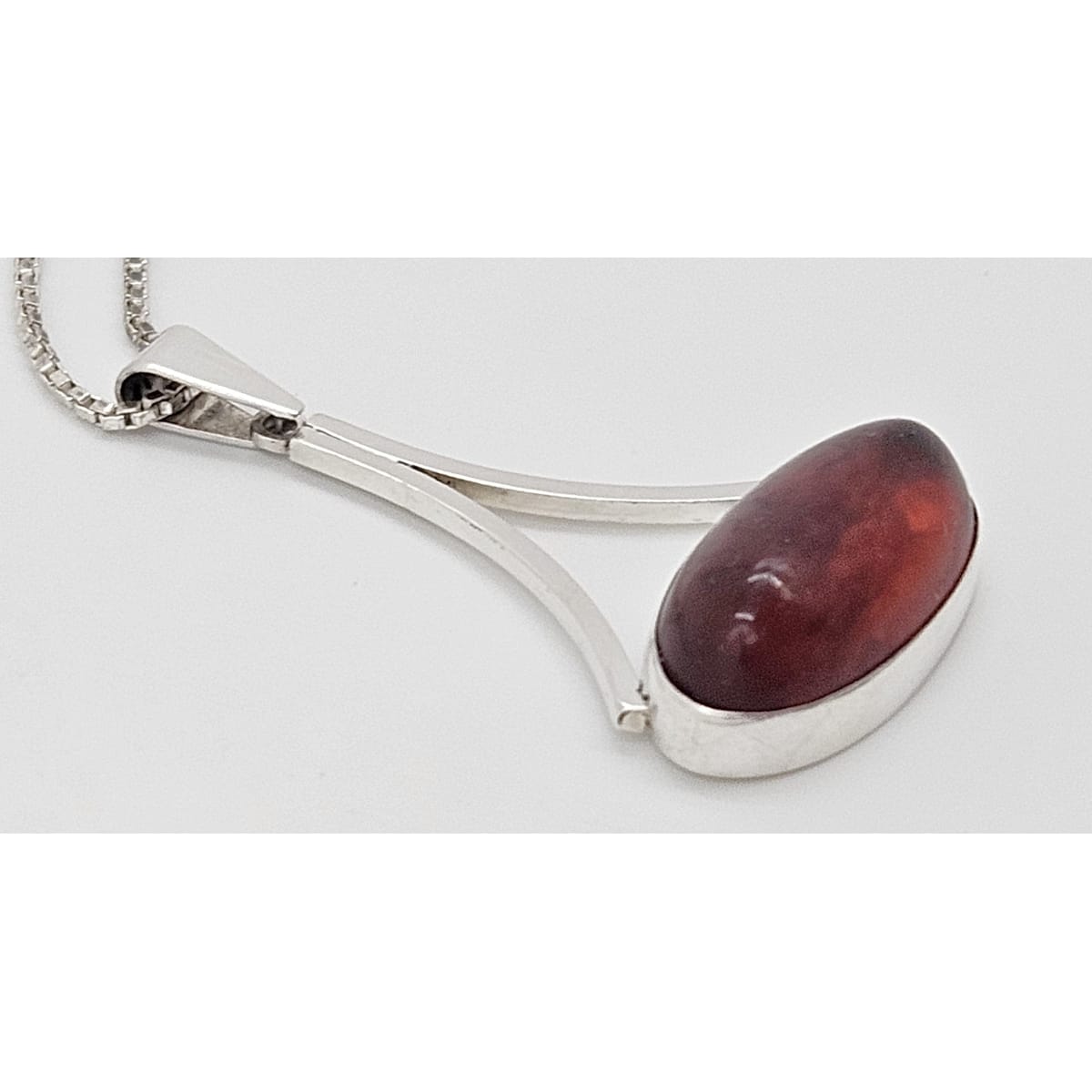 Henning Ulrichsen Jewelry Henning Ulrichsen Sterling &amp; Amber Large Modernist Pendant Necklace 1960s