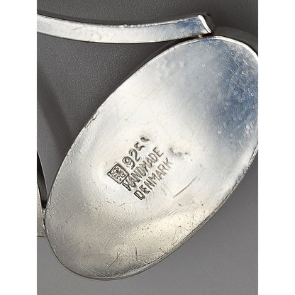 Henning Ulrichsen Jewelry Henning Ulrichsen Sterling &amp; Amber Large Modernist Pendant Necklace 1960s