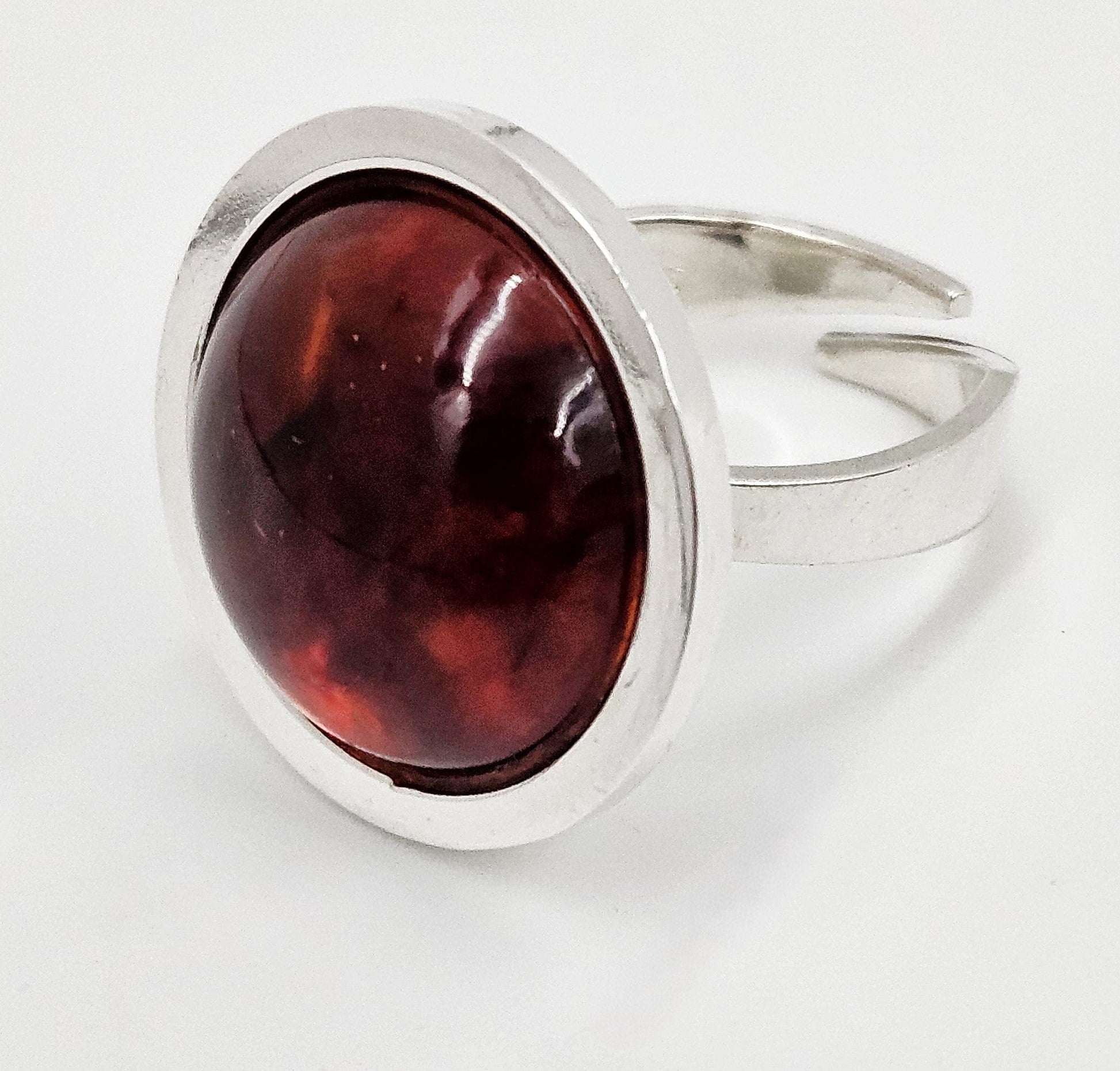 Henning Ulrichsen Jewelry Rare Denmark Henning Ulrichsen Sterling + Amber Modernist Domed Ring 1960s