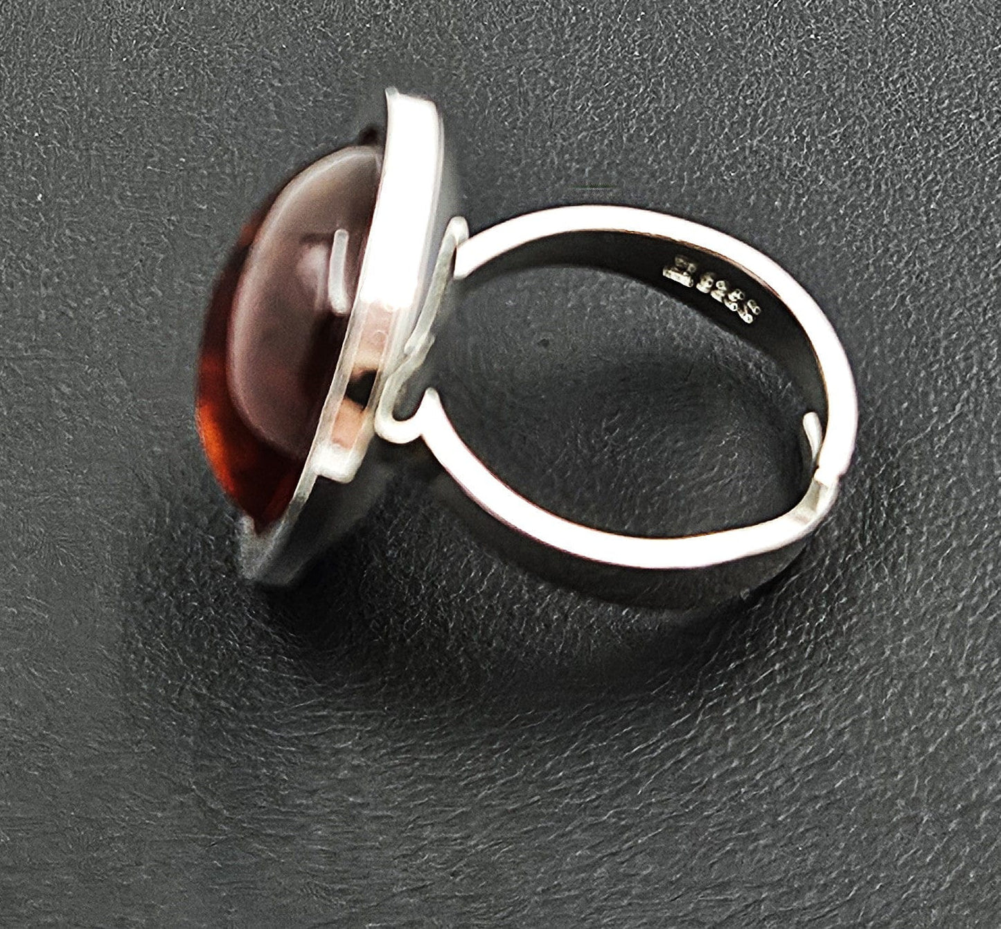 Henning Ulrichsen Jewelry Rare Denmark Henning Ulrichsen Sterling + Amber Modernist Domed Ring 1960s