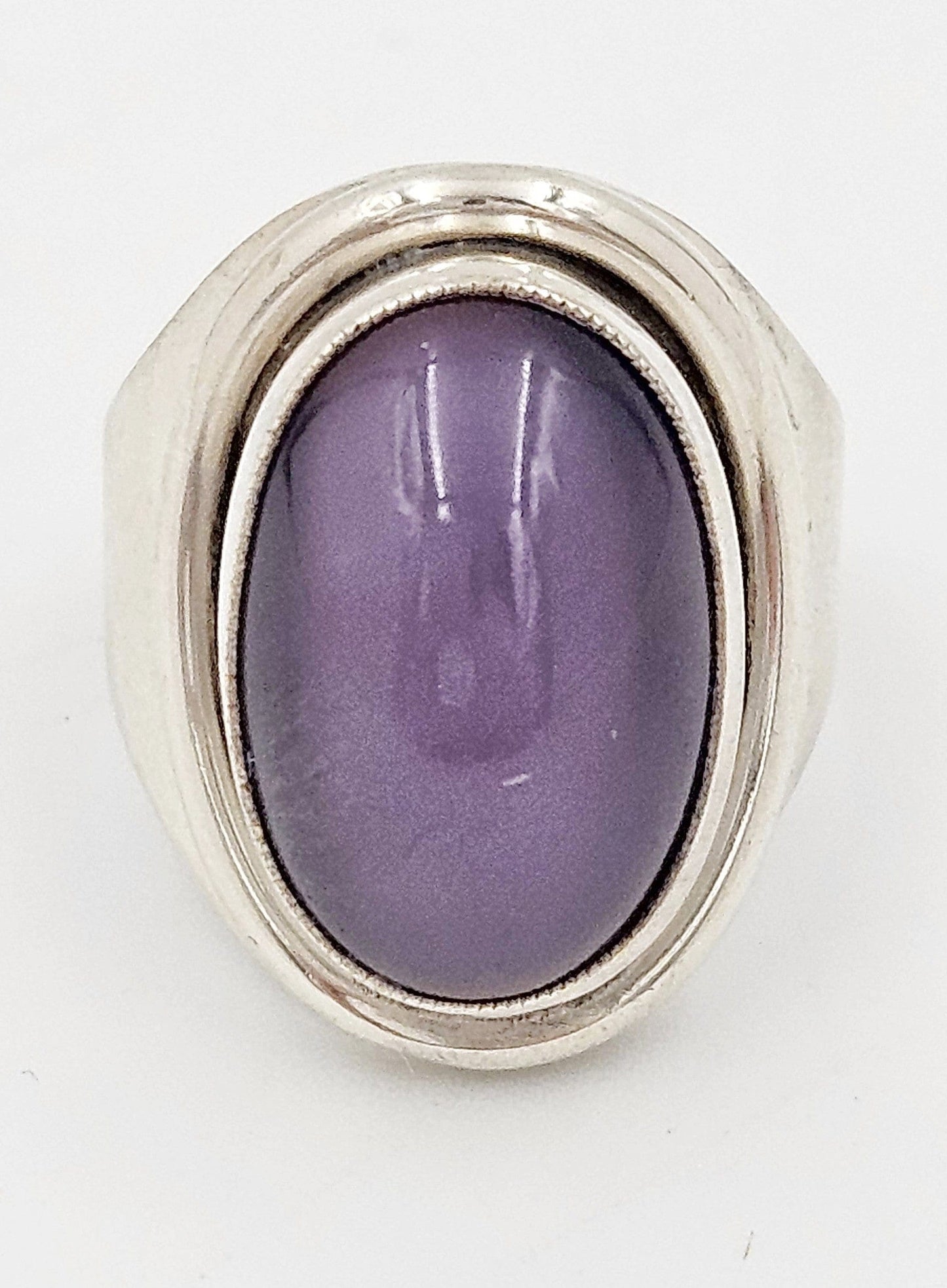 Hermann Siersbol Jewelry Danish Hermann Siersbol Modernist Sterling & Amethyst Domed Cocktail Ring 1960s