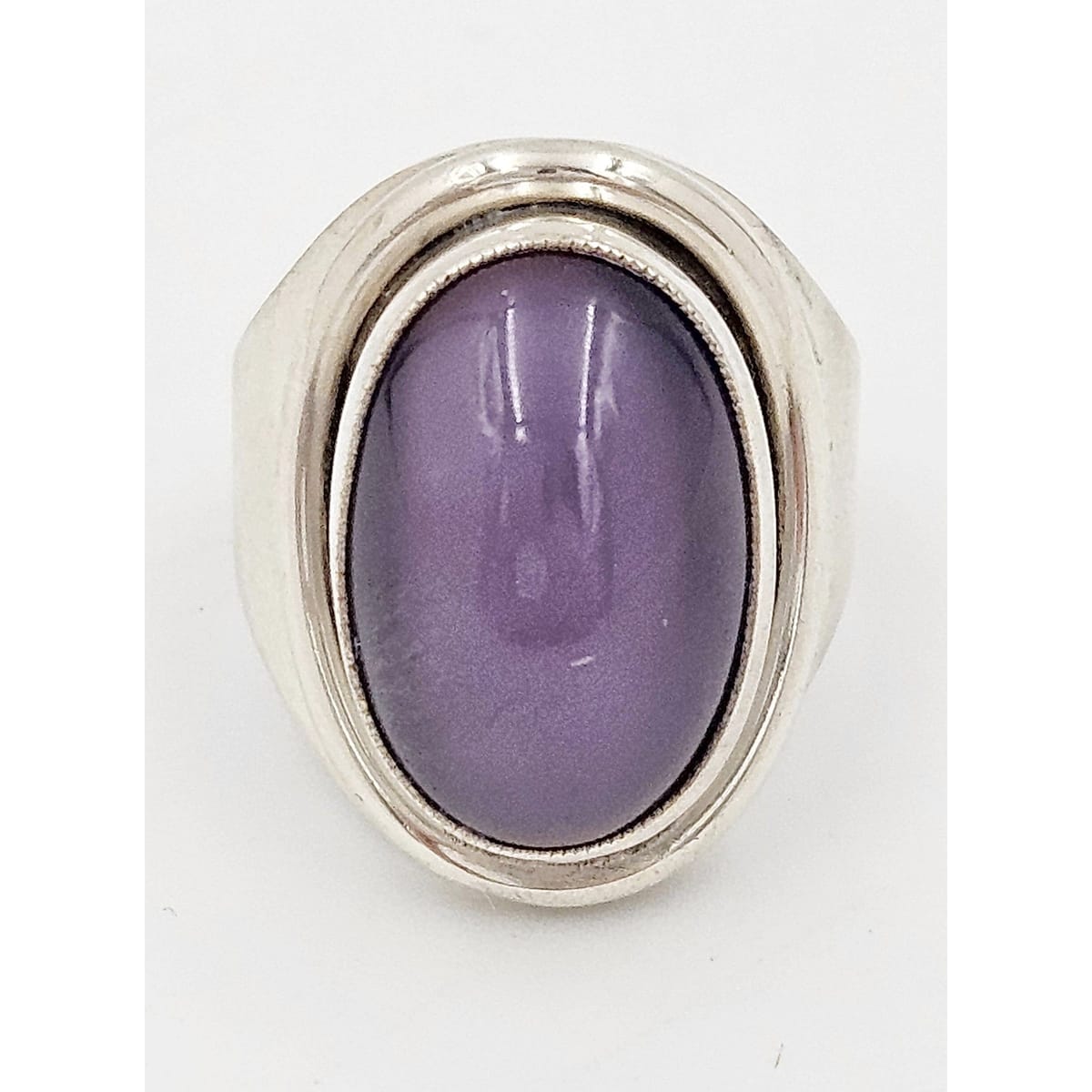 Hermann Siersbol Jewelry Danish Hermann Siersbol Modernist Sterling &amp; Amethyst Domed Cocktail Ring 1960s