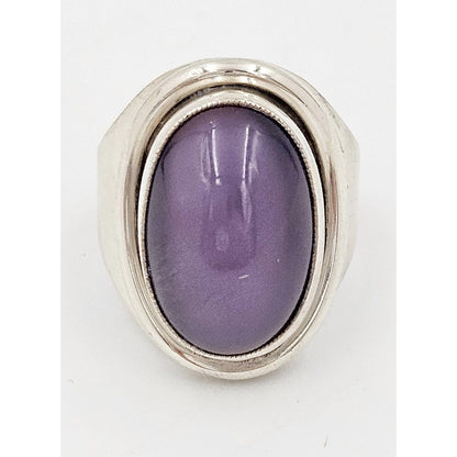 Hermann Siersbol Jewelry Danish Hermann Siersbol Modernist Sterling &amp; Amethyst Domed Cocktail Ring 1960s