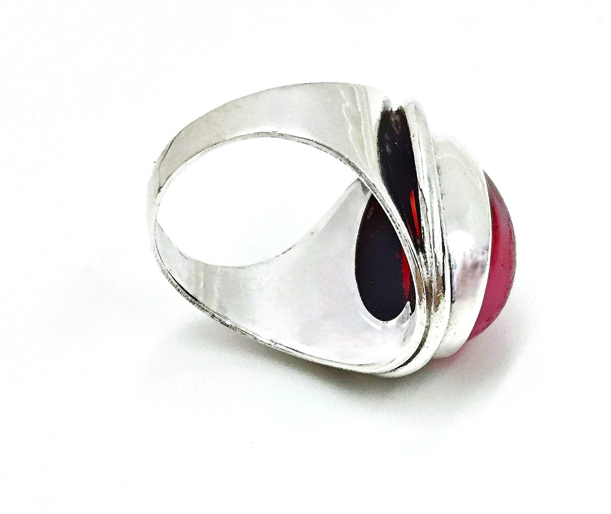 Hermann Siersbol Jewelry Danish Hermann Siersbol Modernist Sterling Rose Quartz XL Unisex Ring 1960s