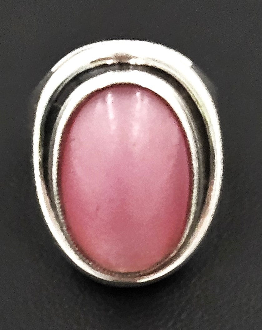 Hermann Siersbol Jewelry Danish Hermann Siersbol Modernist Sterling Rose Quartz XL Unisex Ring 1960s