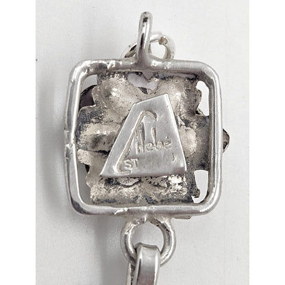 Hobé Sterling Jewelry Hobé et Cié Paris New York Sterling Silver Floral Panel Link Bracelet C. 1940&
