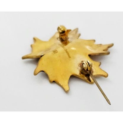 Hroar Prydz Jewelry Jens E Jensen Hroar Prydz Norway Sterling Enamel Maple Leaf Brooch 1920s