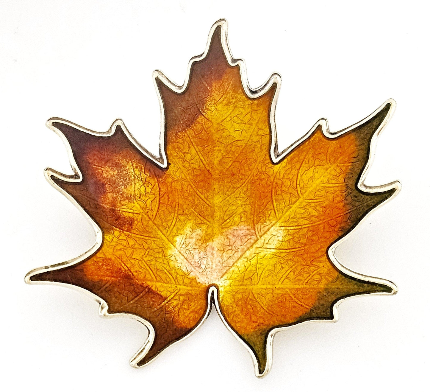 Hroar Prydz Jewelry Jens E Jensen Hroar Prydz Norway Sterling Enamel Maple Leaf Brooch 1920s