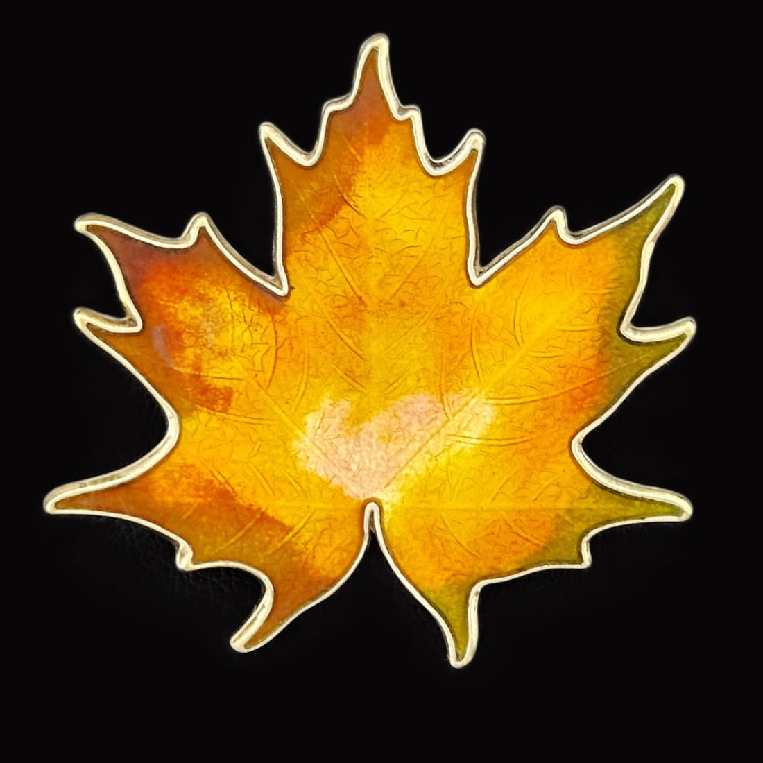 Hroar Prydz Jewelry Jens E Jensen Hroar Prydz Norway Sterling Enamel Maple Leaf Brooch 1920s