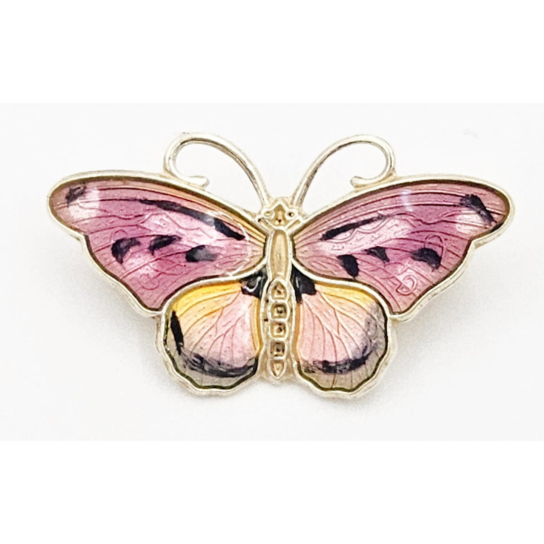 Hroar Prydz Jewelry Norway Designer Hroar Prydz Sterling Guillouche Enamel Butterfly Brooch 20s/30s