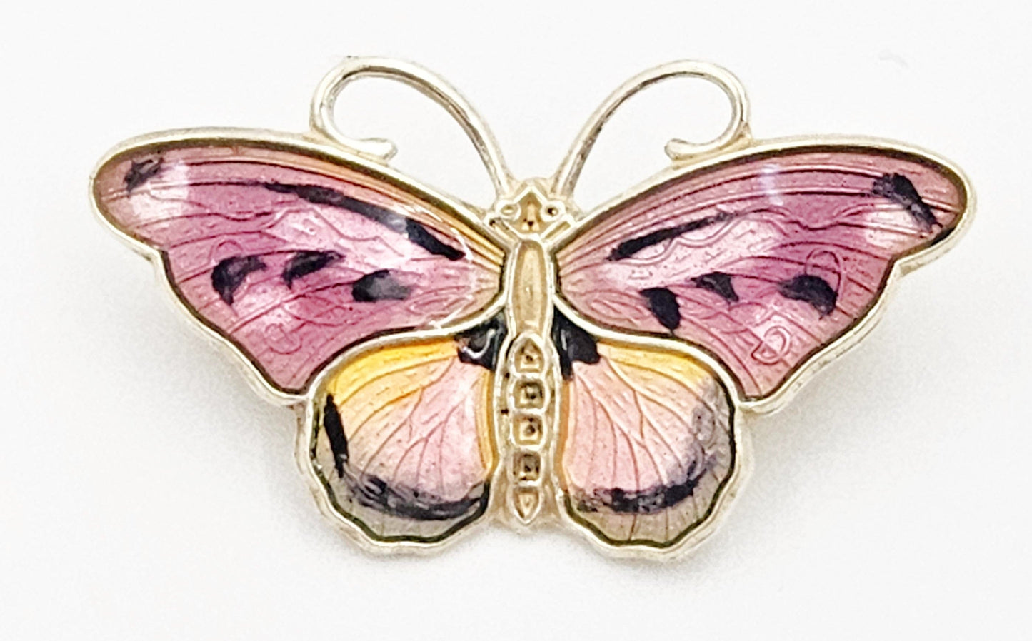 Hroar Prydz Jewelry Norway Designer Hroar Prydz Sterling Guillouche Enamel Butterfly Brooch 20s/30s