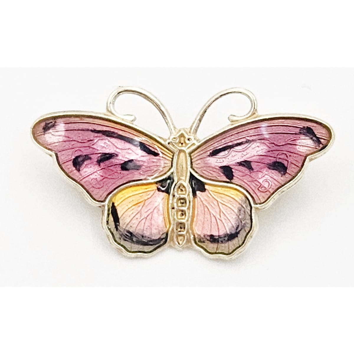 Hroar Prydz Jewelry Norway Designer Hroar Prydz Sterling Guillouche Enamel Butterfly Brooch 20s/30s