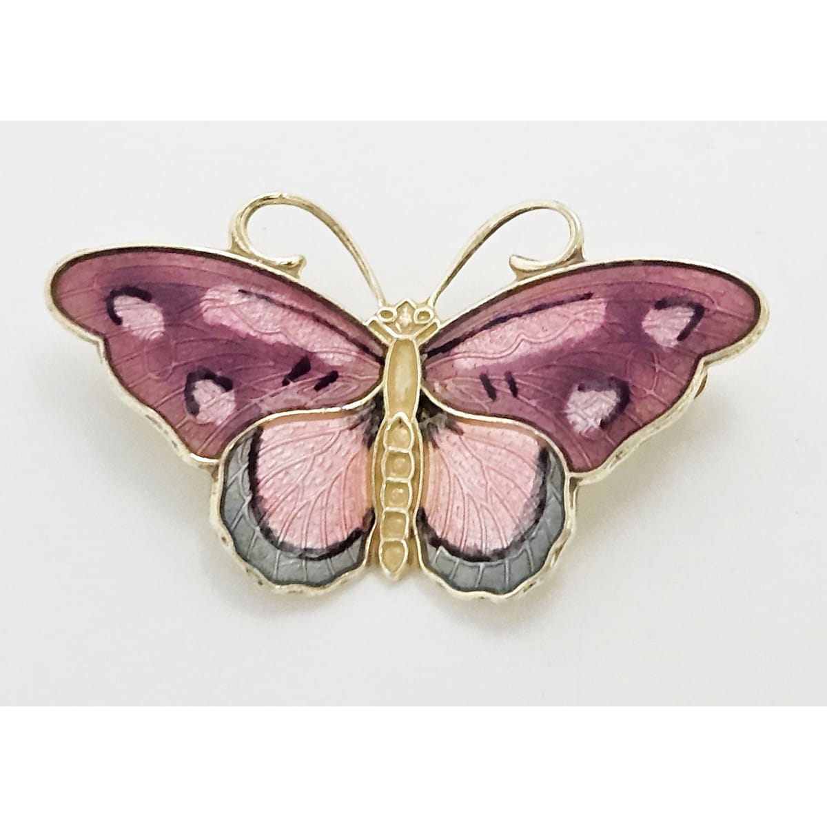 Hroar Prydz Jewelry Norway Designer Hroar Prydz Sterling Guillouche Enamel Butterfly Brooch 20s/30s