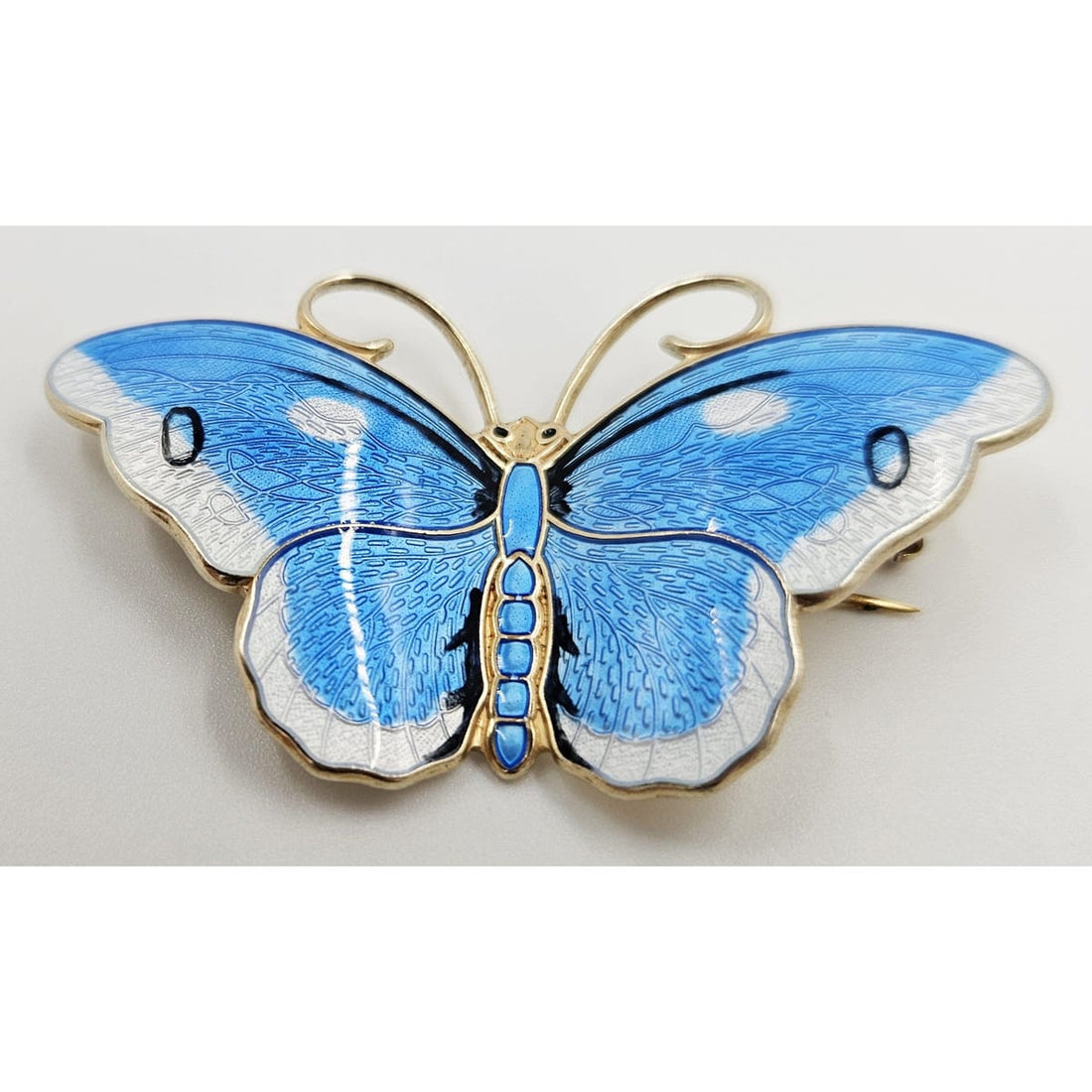Hroar Prydz Jewelry Norway Designer Hroar Prydz Sterling Guillouche Enamel Butterfly Brooch 20s/30s