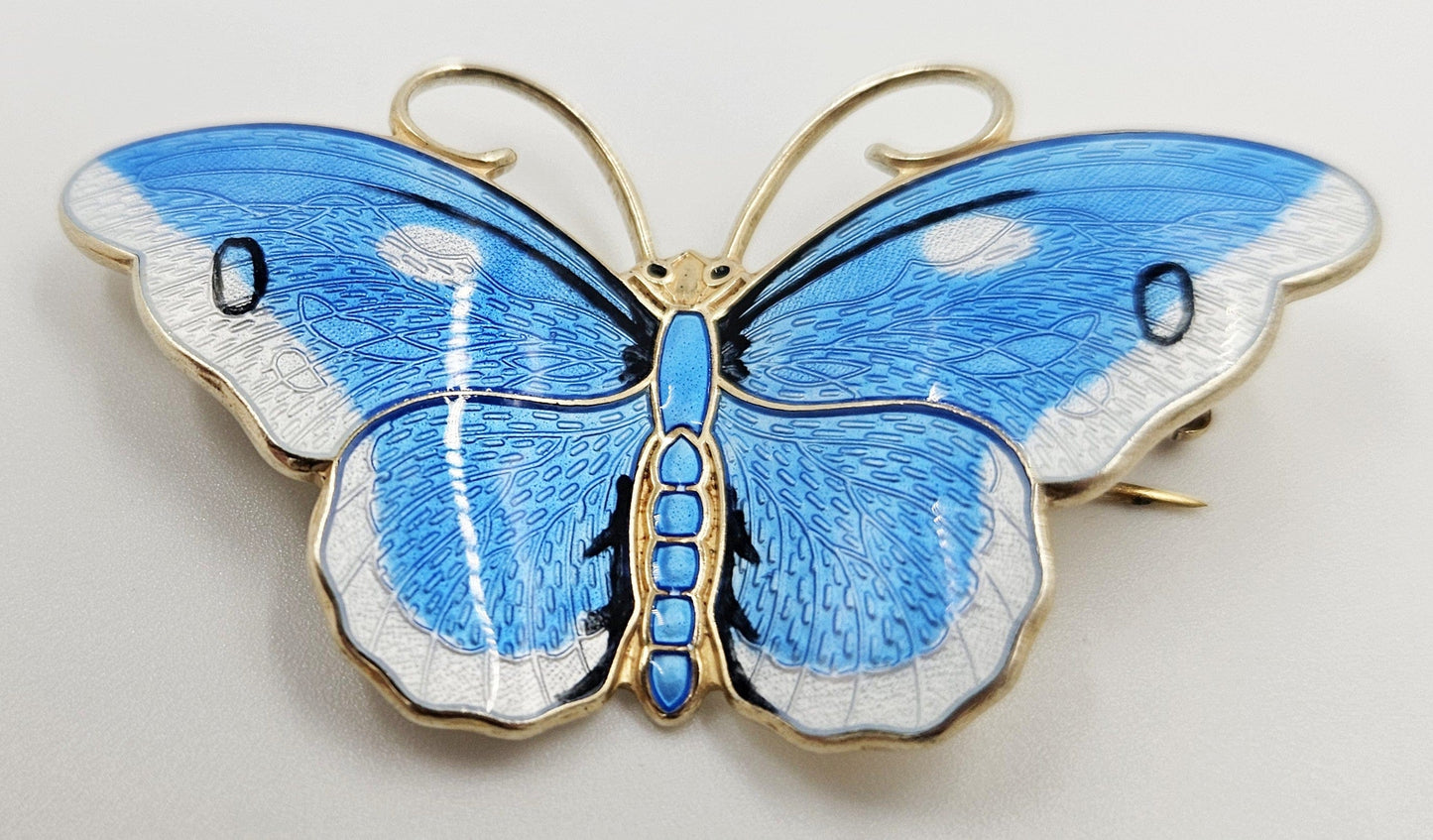 Hroar Prydz Jewelry Norway Designer Hroar Prydz Sterling Guillouche Enamel Butterfly Brooch 20s/30s