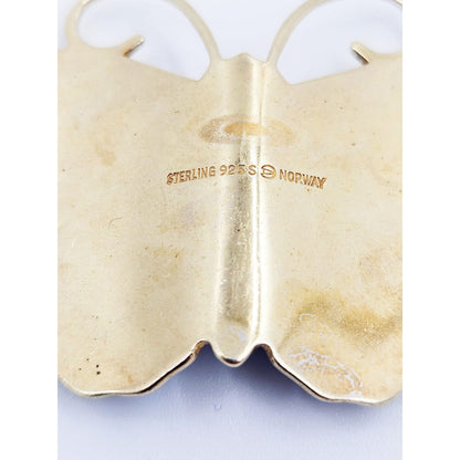 Hroar Prydz Jewelry Norway Designer Hroar Prydz Sterling Guillouche Enamel Butterfly Brooch 20s/30s