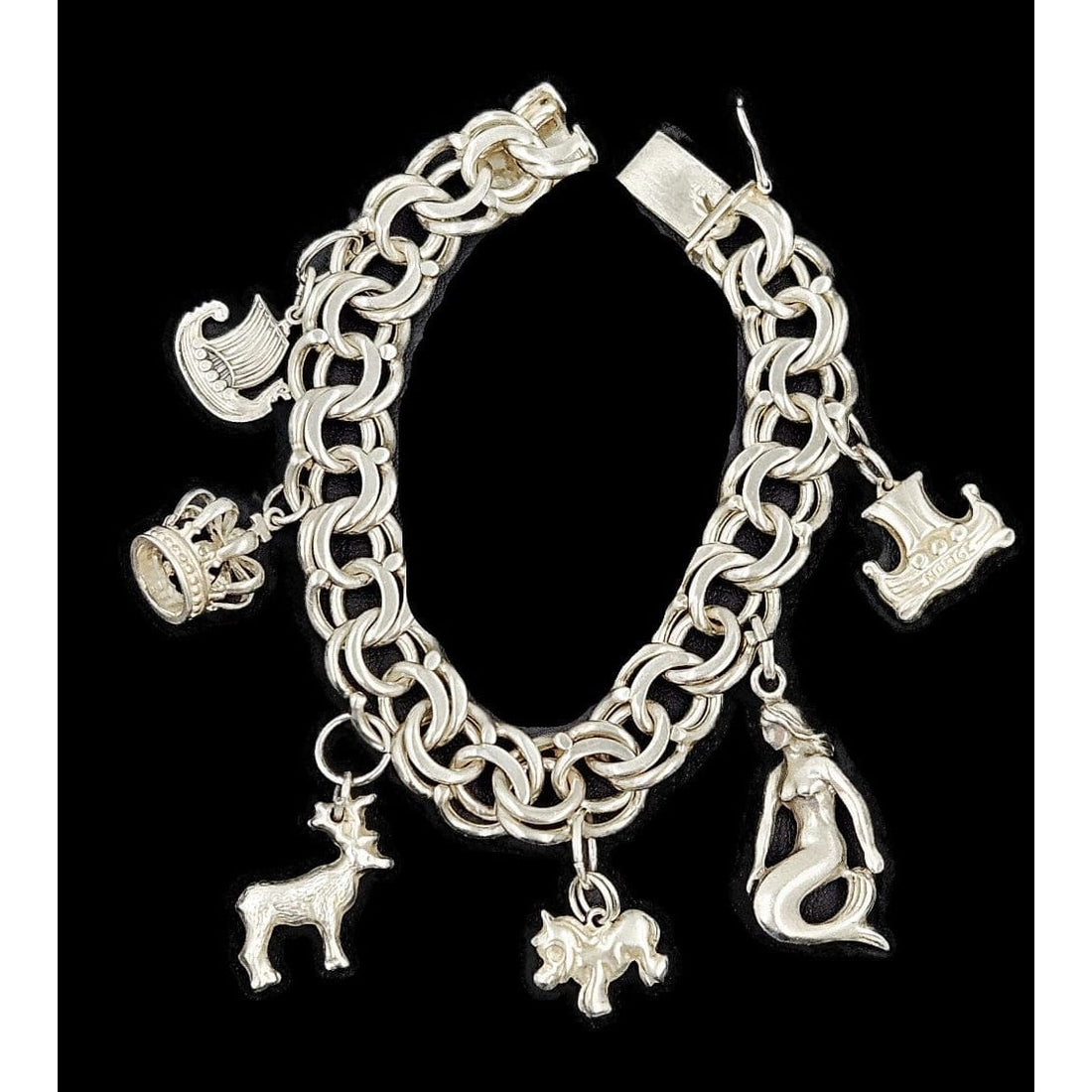 Hugo Grun Denmark Jewelry Fab Denmark Hugo Grun + Just A Sterling Scandinavian Charm Bracelet 1940s