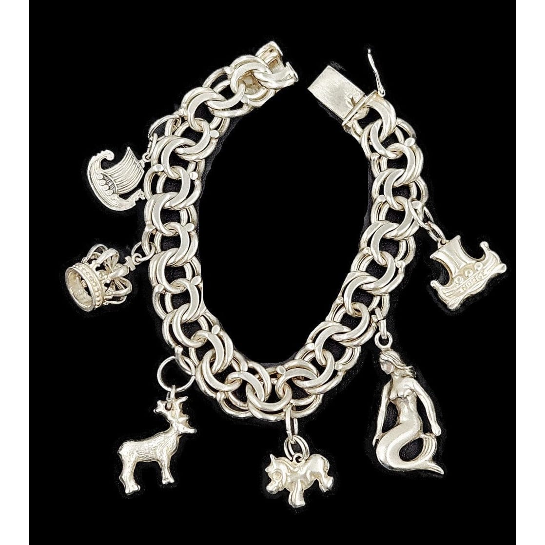 Hugo Grun Denmark Jewelry Fab Denmark Hugo Grun + Just A Sterling Scandinavian Charm Bracelet 1940s