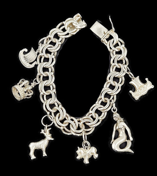 Hugo Grun Denmark Jewelry Fab Denmark Hugo Grun + Just A Sterling Scandinavian Charm Bracelet 1940s