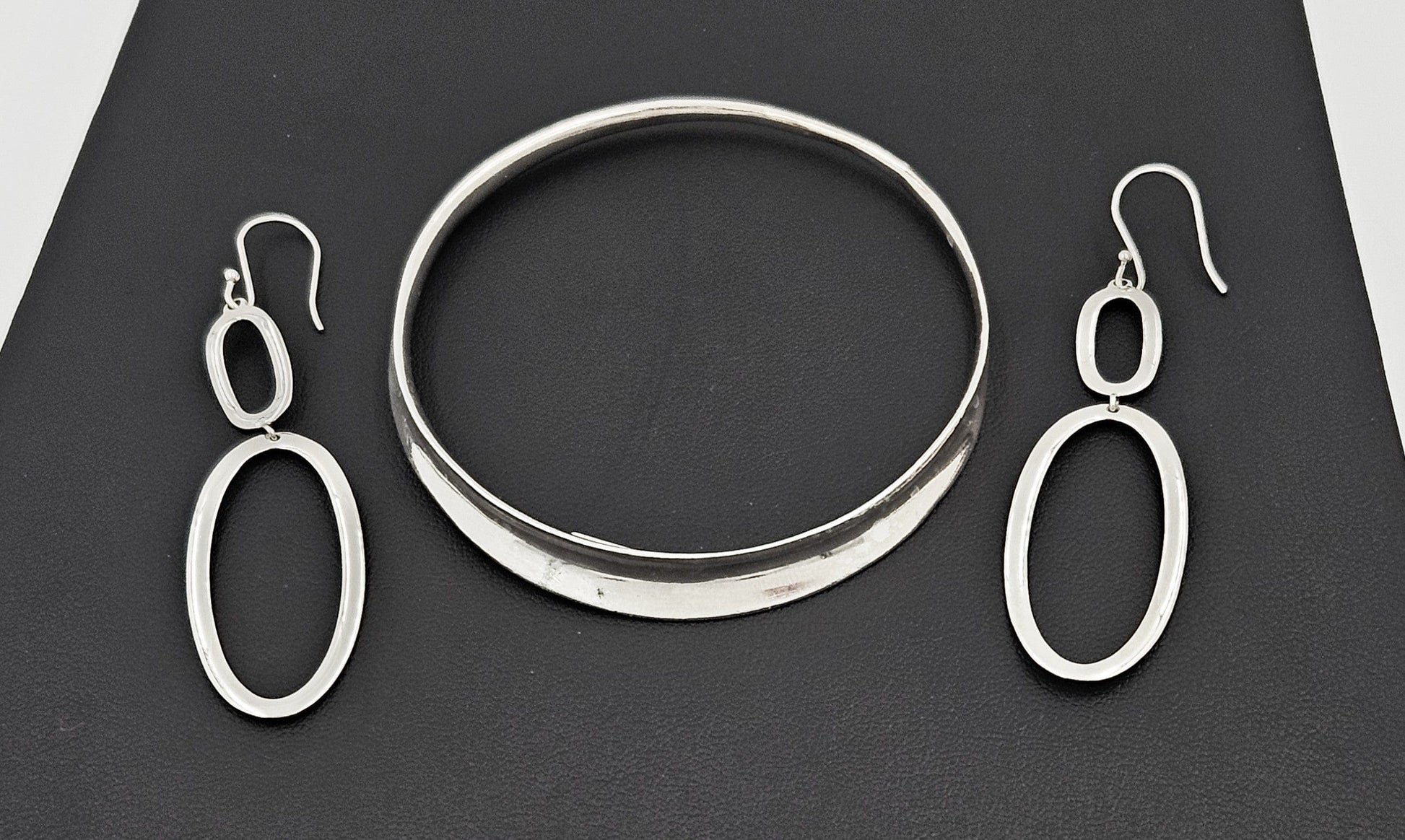 Ippolita Jewelry Retired Designer Ippolita Italy Sterling Modernist Bangle Bracelet & Earrings Set