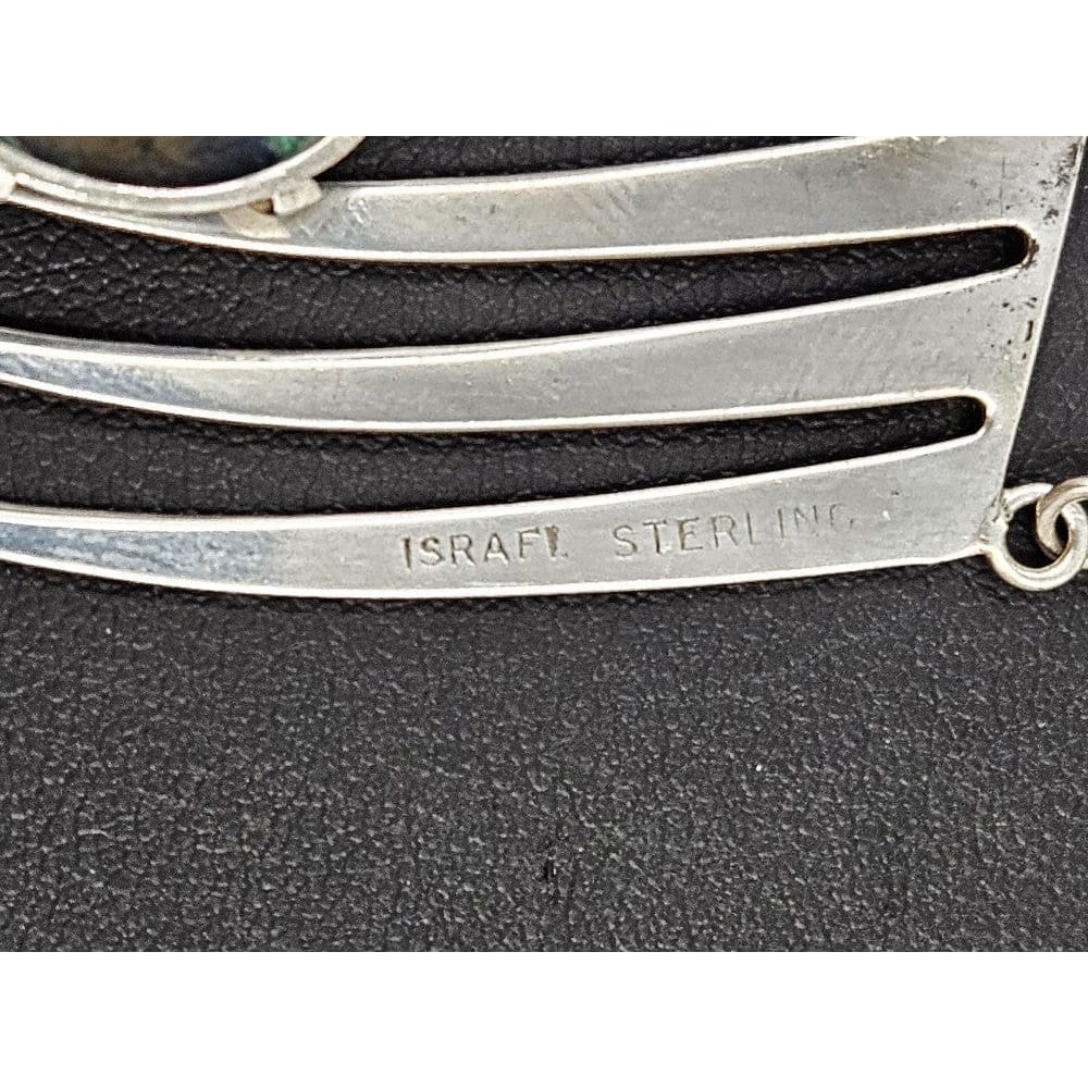 Israel Sterling Jewelry Designer Israel 935 Sterling Abstract Modernist Pendant Necklace 1960&