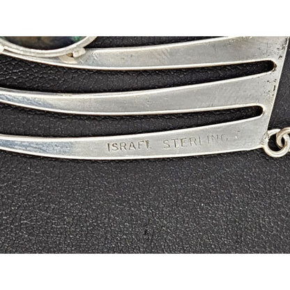 Israel Sterling Jewelry Designer Israel 935 Sterling Abstract Modernist Pendant Necklace 1960&