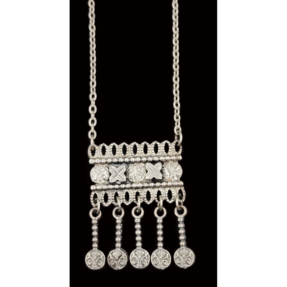 Ivar Holth Jewelry Ivar Holth Norway Solid Pewter 3-D Viking Designs Pendant Necklace C 1950s