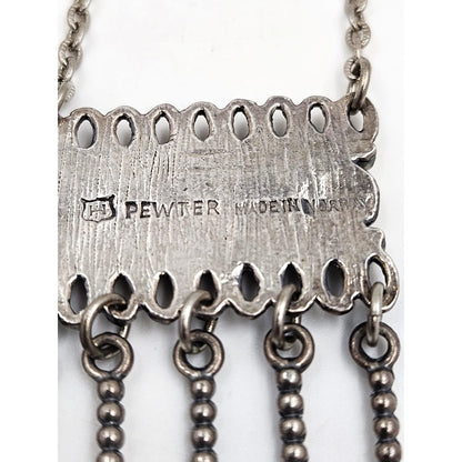 Ivar Holth Jewelry Ivar Holth Norway Solid Pewter 3-D Viking Designs Pendant Necklace C 1950s