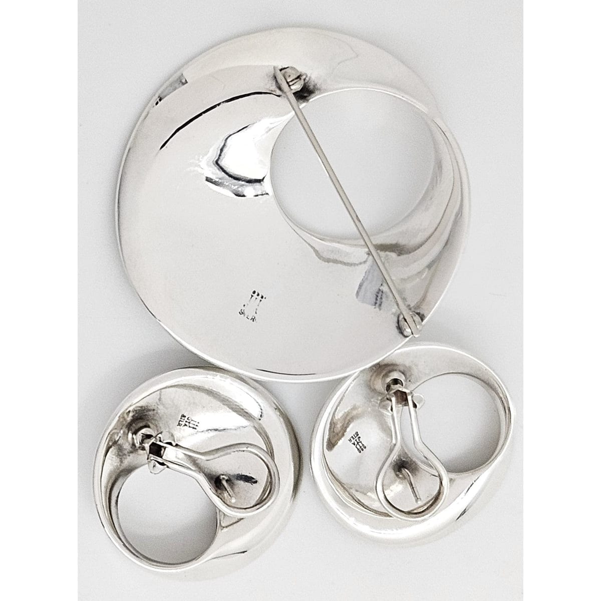 James Avery Jewelry Retired James Avery Sterling Modernist  Mobius Brooch Earrings Set NWOT