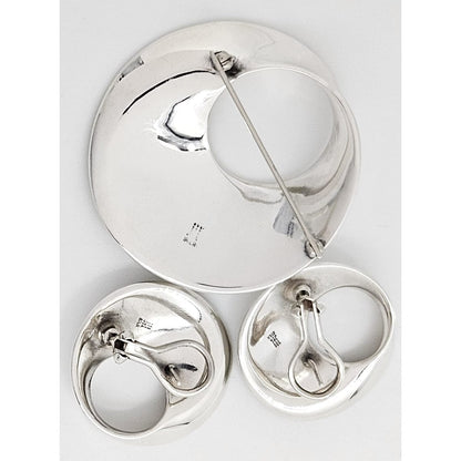 James Avery Jewelry Retired James Avery Sterling Modernist  Mobius Brooch Earrings Set NWOT