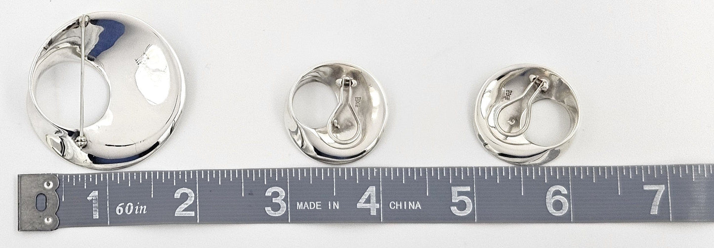 James Avery Jewelry Retired James Avery Sterling Modernist  Mobius Brooch Earrings Set NWOT