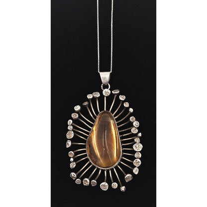 Jane Wiberg Jewelry Superb Rare Danish Jane Wiberg Sterling &amp; Quartz Necklace 
