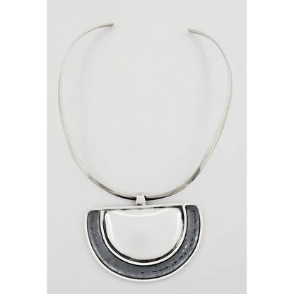 Janina Denmark Jewelry Janina &amp; Lars Nielsen Modernist 925 Hammered XL Pendant Neck Ring 1980s