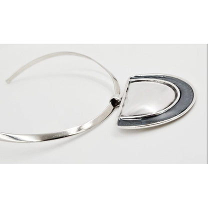 Janina Denmark Jewelry Janina &amp; Lars Nielsen Modernist 925 Hammered XL Pendant Neck Ring 1980s