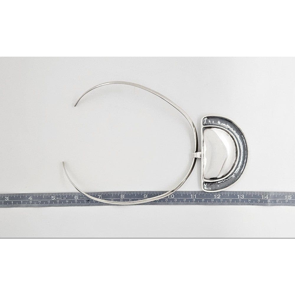 Janina Denmark Jewelry Janina &amp; Lars Nielsen Modernist 925 Hammered XL Pendant Neck Ring 1980s