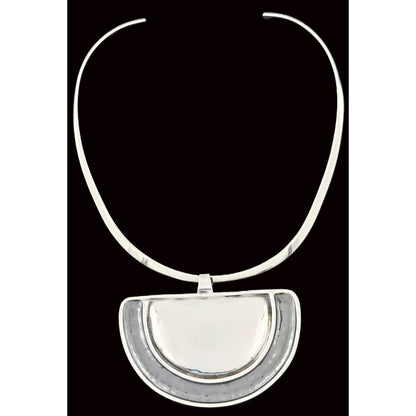 Janina Denmark Jewelry Janina &amp; Lars Nielsen Modernist 925 Hammered XL Pendant Neck Ring 1980s