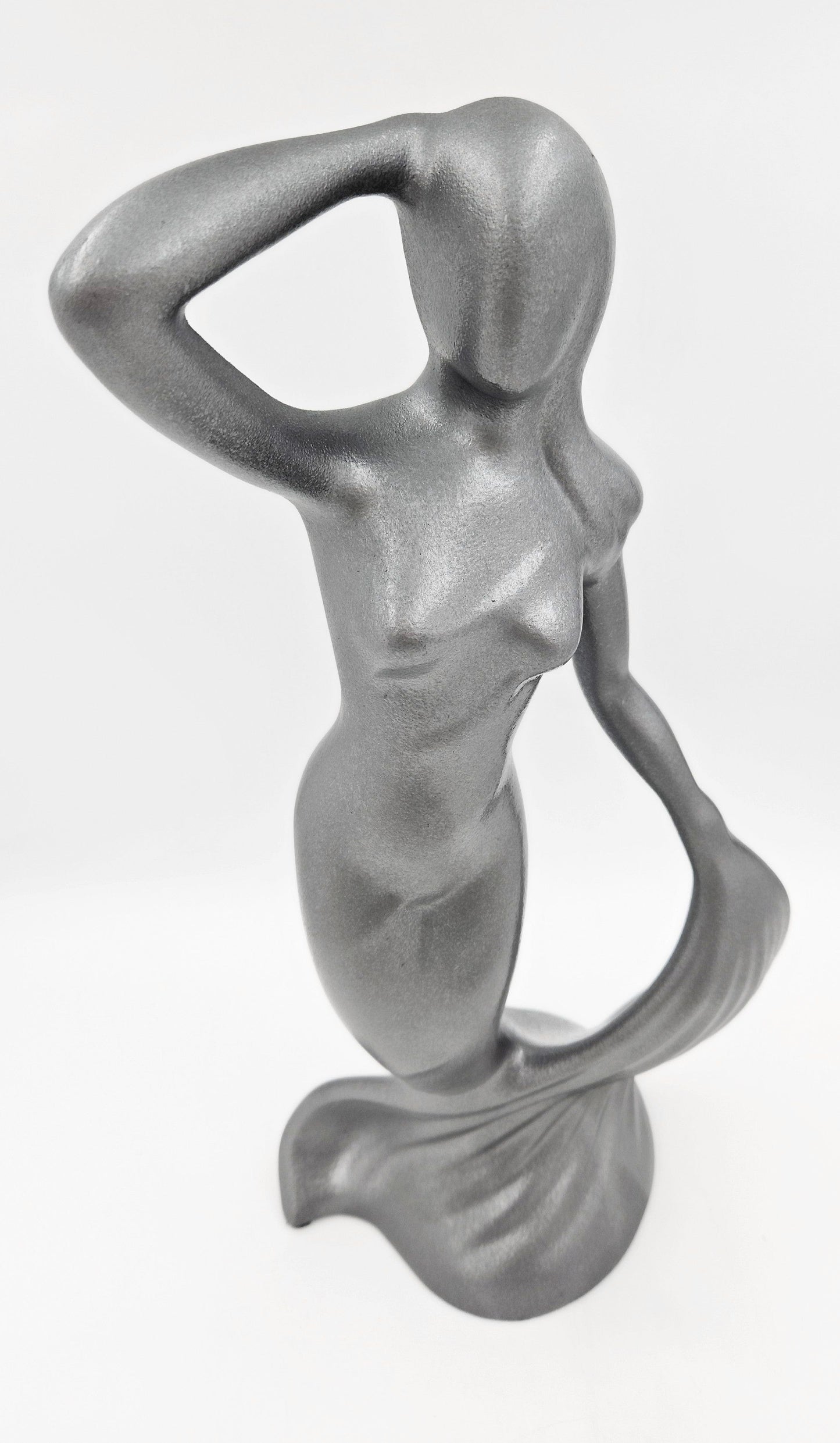 Jaru Sculpture Restored Jaru California Rare Lady in Mermaid Dress Ceramic Sculpture Circa 1985