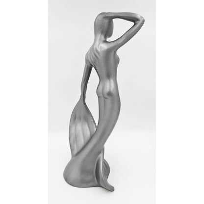 Jaru Sculpture Restored Jaru California Rare Lady in Mermaid Dress Ceramic Sculpture Circa 1985