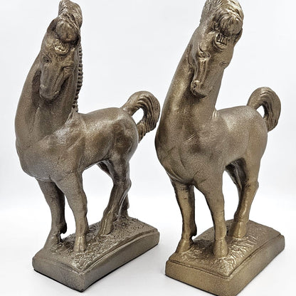 Jaru Sculpture Superb Jaru Ceramic Greek Revival Roman Stallion Horse Sculptures 1970s