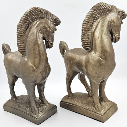 Jaru Sculpture Superb Jaru Ceramic Greek Revival Roman Stallion Horse Sculptures 1970s