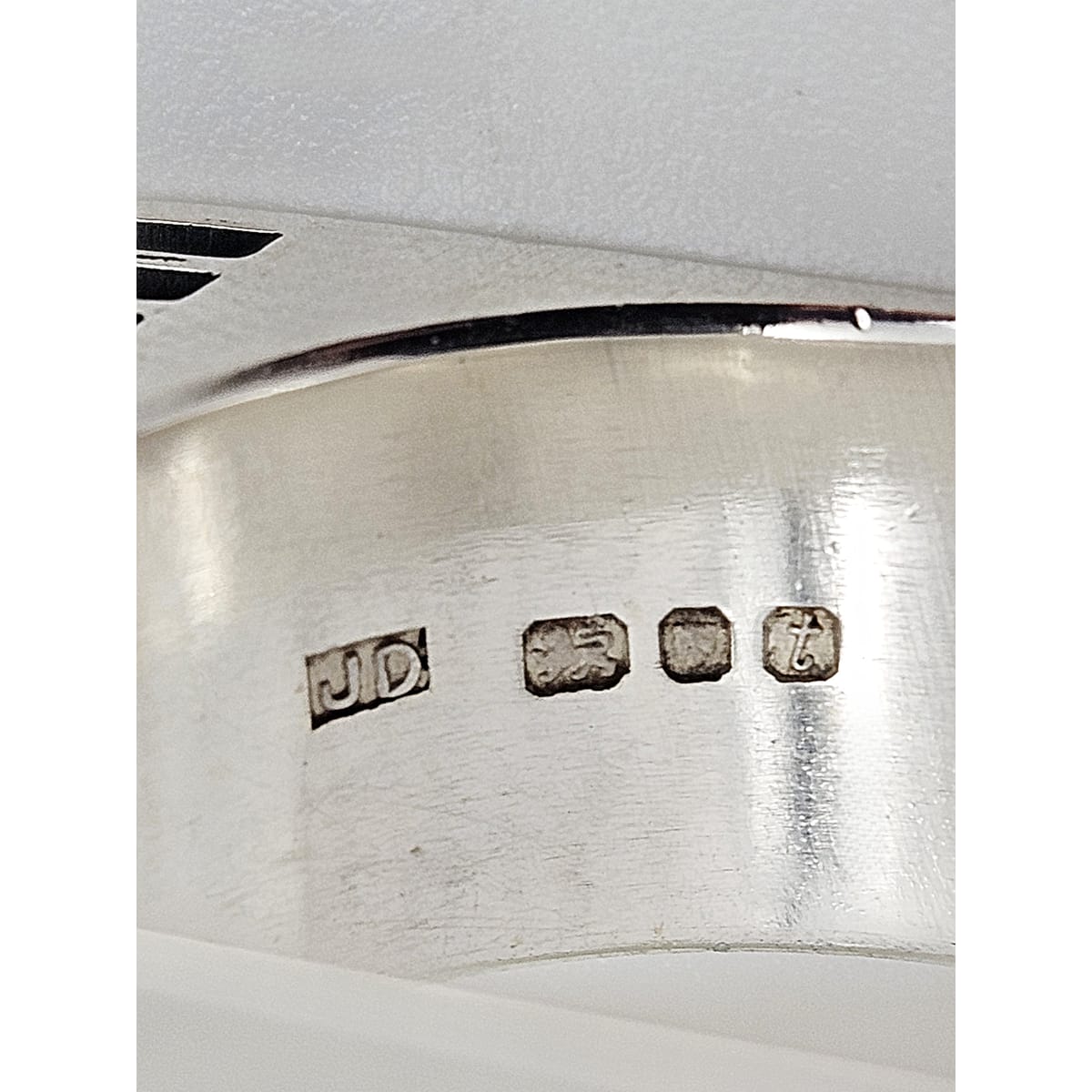 JD Sterling Ring Jewelry Vintage Designer Modernist JD UK MARKS Sterling Silver &amp; Square Faced Ring