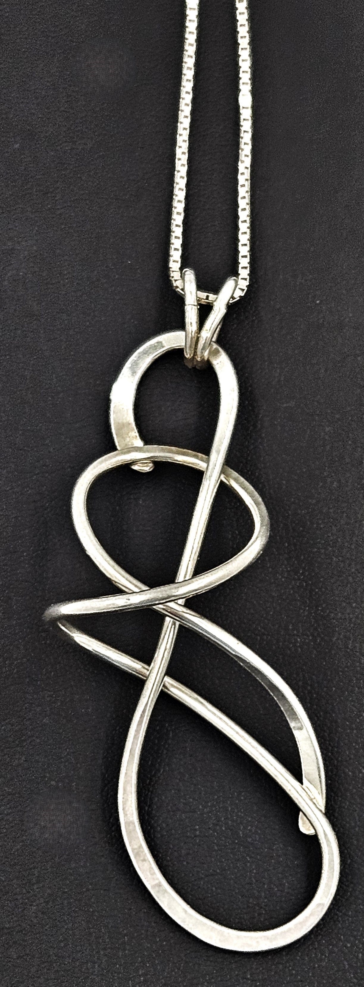 Jean Newlin Jewelry US Artisan Jean Newlin Abstract Modernist 3D Sterling Pendant Necklace 1980's