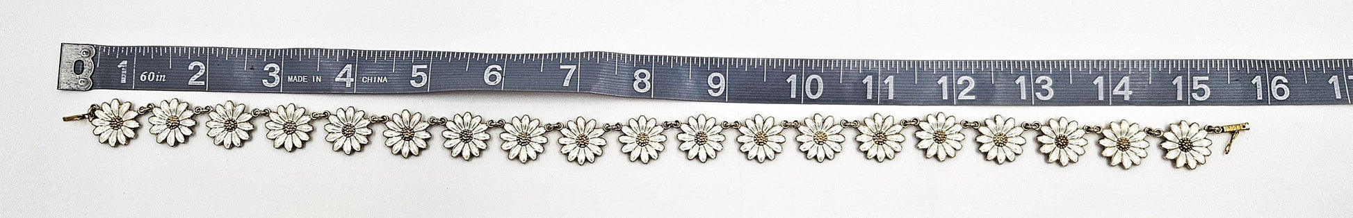 Jemax Jewelry RARE JEMAX Pedersen Denmark Sterling Enamel Daisy Chain Necklace 1980s