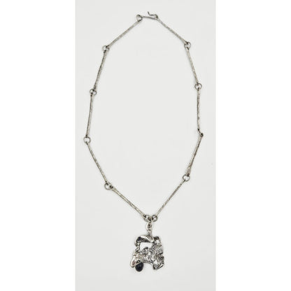 Jens Gudjonsson Jewelry Jens Guðjónsson Iceland Sterling Onyx Brutalist Mod Statement Necklace 1970s