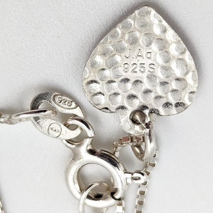Jens Johannes Aagaard Jewelry Denmark Jens J Aagaard Sterling &amp; Enamel Heart Pendant Necklace NIB 1950s