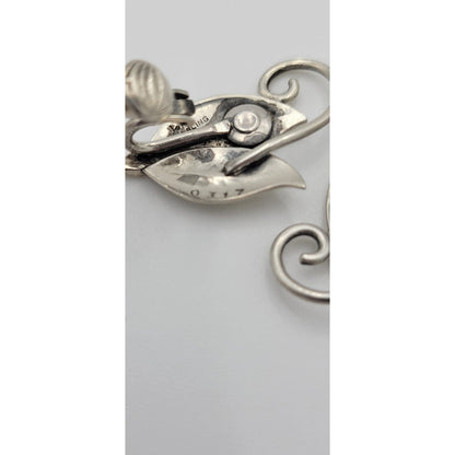 Joan Polsdorfer Jewelry 1950s JoPoL Georg Jensen Modernist Sterling Silver Flower Earrings 