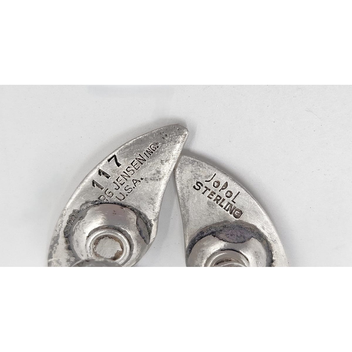 Joan Polsdorfer Jewelry Rare JoPoL for Georg Jensen Modernist Sterling Leaves Earrings 