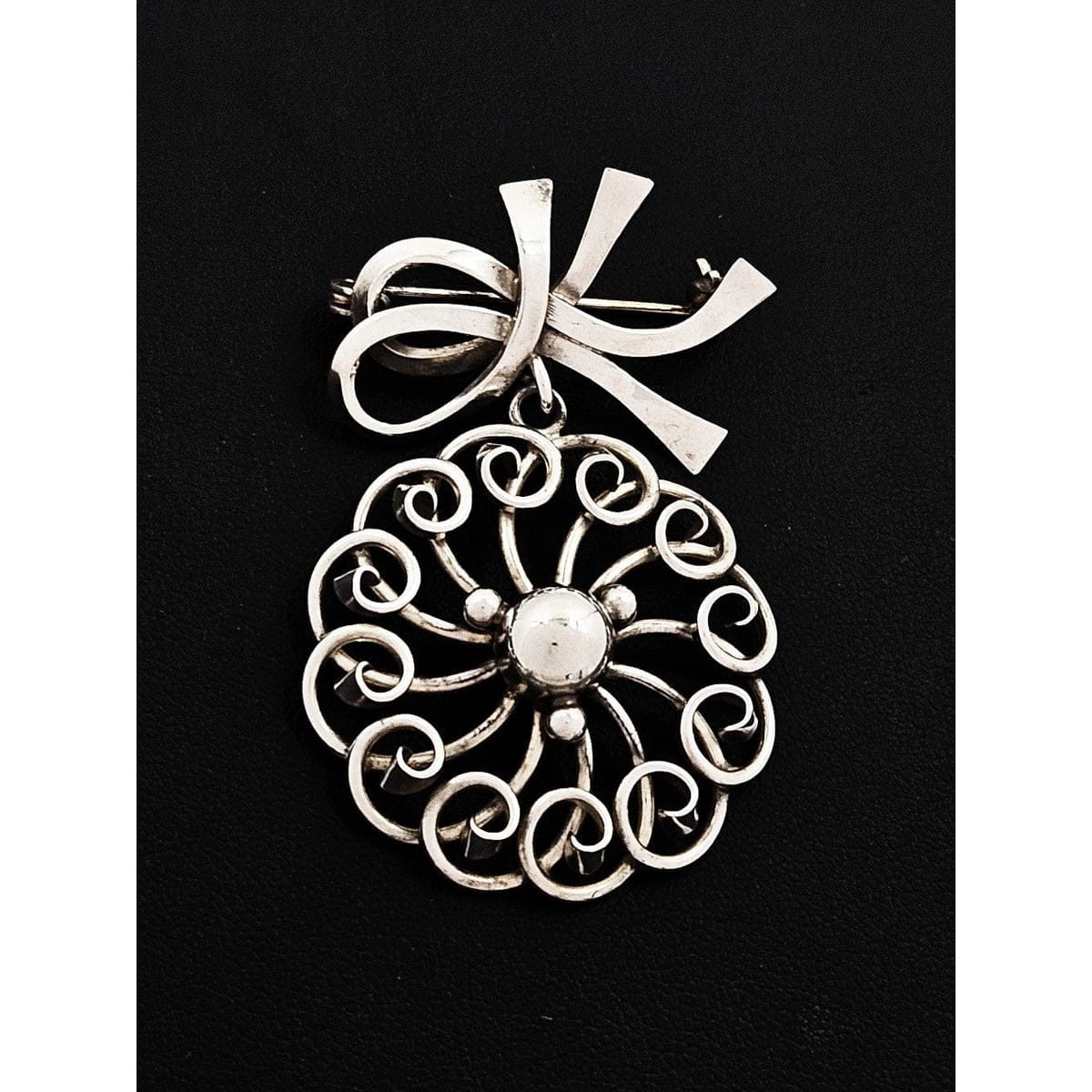 John Lauritzen Jewelry Denmark Designer John Lauritzen Sterling Large Bows Flower Brooch C. 1960s