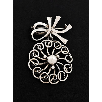 John Lauritzen Jewelry Denmark Designer John Lauritzen Sterling Large Bows Flower Brooch C. 1960s