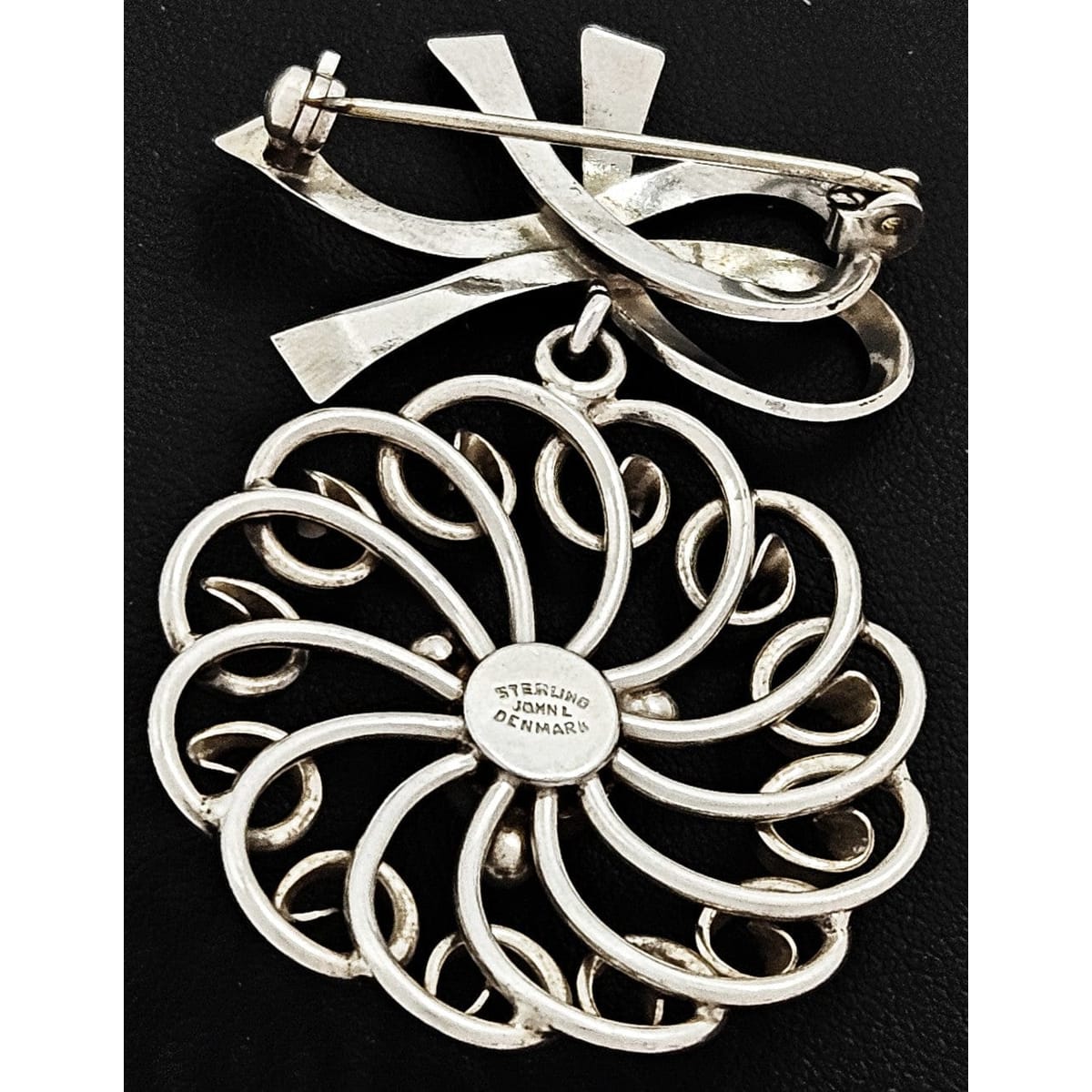 John Lauritzen Jewelry Denmark Designer John Lauritzen Sterling Large Bows Flower Brooch C. 1960s